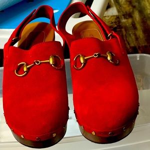 Gucci suede clogs 8.5 Brick Red